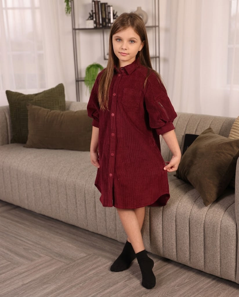 PUFF SLEEVE SHIRT DRESS